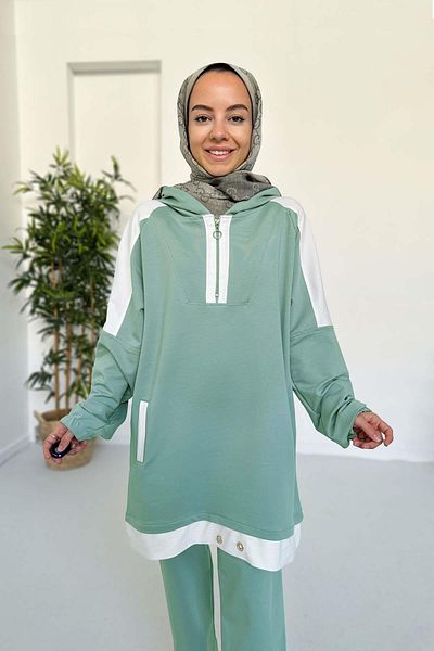 Ka Hijab Hood Detail Two Thread Set - Green