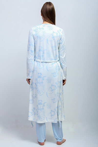 ByLohusa Set de pijamale de maternitate pentru gravide Effortt Blue Peignoir