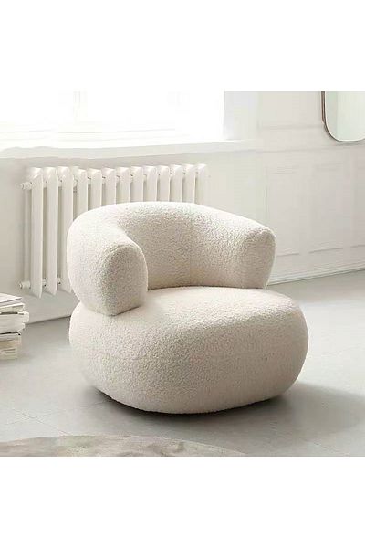 MAPLE HOME DECORATION Maple Home Lamb Wool Sofa Chair Modern Single Seat Comfy Arm Chair Bedroom Living Room Furniture