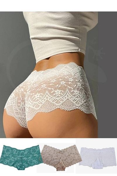 GECKO COLLECTION Lacy Shorts Boxer Women's Panties 3-Pack