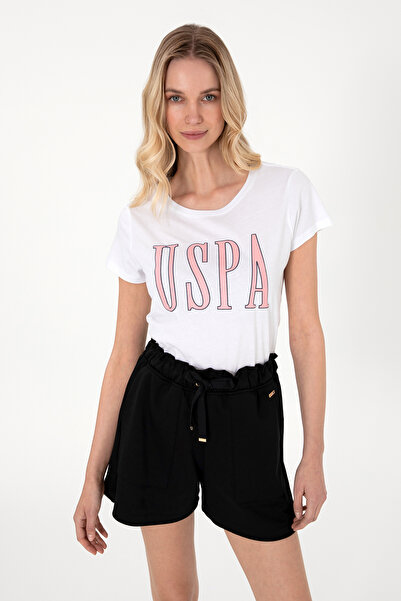 U.S. Polo Assn. تي شيرت نسائي أبيض بياقة دائرية 50305842 -VR013