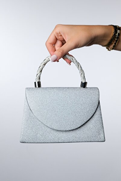 LuviShoes Γυναικεία βραδινή τσάντα φορέματος SANDRA Silver Glitter