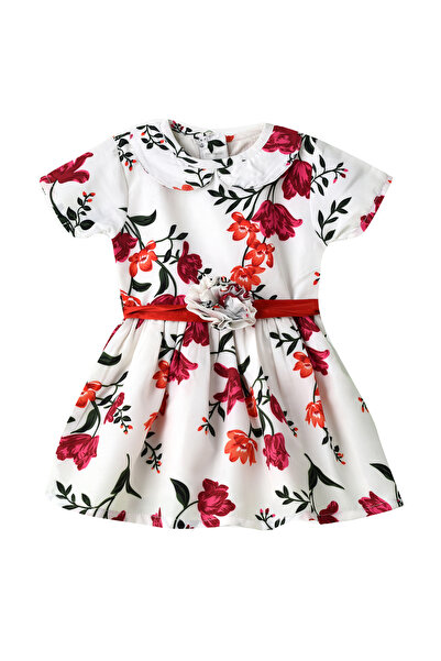 Basicxx Girls White Floral Fit & Flare Party Dress