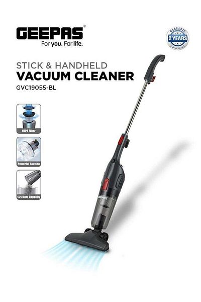 Geepas 2-in-1 Stick & Handheld Vacuum Cleaner with HEPA Filtration, Powerful Suction,GVC19055-GR