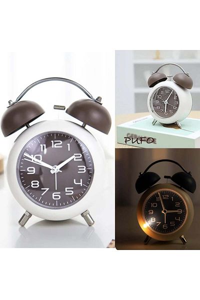 PUFO Joyful alarm clock with dial lighting button, 15 cm, brown