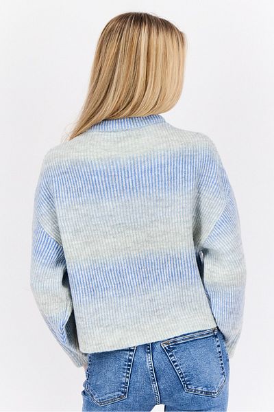 Don't Call Me Jennyfer Women Ribbed Collar Crochet Sweater, Multicolor