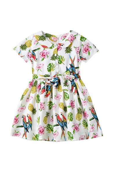 Basicxx Girls Tropical Print Short Sleeve Party Dress