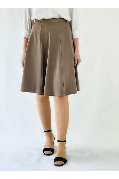YAXİ Camel Elastic Six Piece Midi Diver Bell Skirt