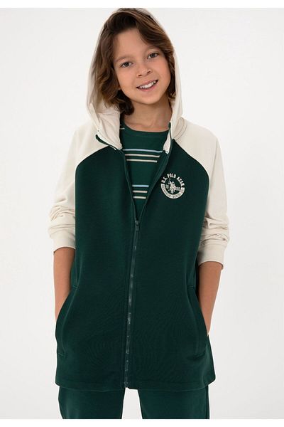 U.S. Polo Assn. U.S. Polo Assn. Boy's Zippered Hooded Dark Green Sweatshirt