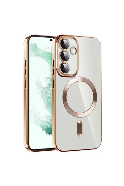 SKYDDAR INNOVATION Case for Samsung Galaxy S24 Fe, Luxury Shield Magsafe, Shockproof Protection, Gold, sticker set