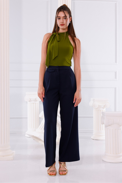 LA PANTE Дамски панталони Палацо панталони с нормална талия Тъкани покрити да...