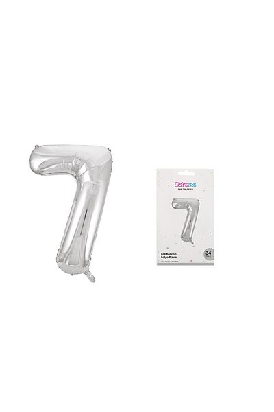TATLI GÜNLER 34" Foil Balloon Number 7 Silver