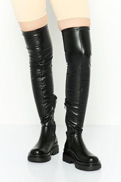 Steve Madden Women Zipper Closure Knee Lenght Boots, Black