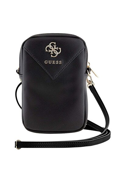 Guess Τσάντα, Οικολογικό Δέρμα, Τρίγωνο με Φερμουάρ 4g, Μαύρο