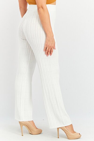Asos Design Women Wide Leg Knit Pull On Pants, Cream