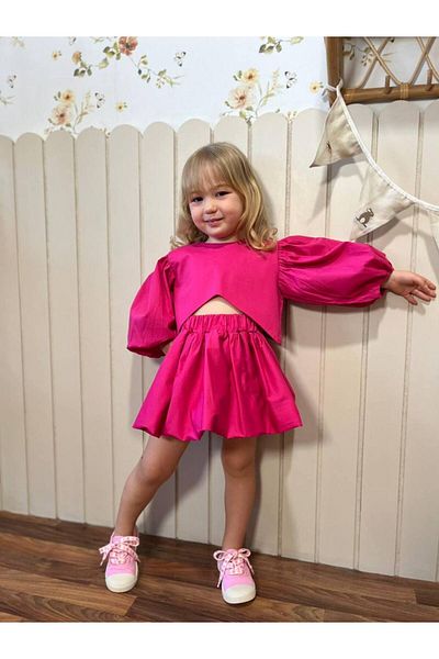 Butik Girl's Cotton Poplin Skirt Suit