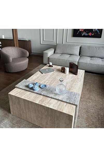Sümeyra Marble Art YULY - Traverten Küp Orta Sehpa