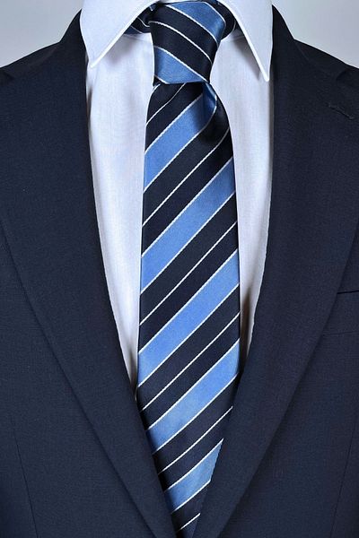 1001 Kravat Wide Blue Striped 8 cm Wide Classic Tie