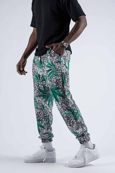 SUPERBLUE Ανδρικό παντελόνι Jogger με φλοράλ εμπριμέ πράσινο σχέδιο