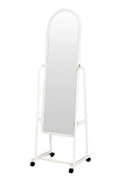 Primo Plus Full Length Glass Standing Mirror with Adjustable Stand and Wheels White
