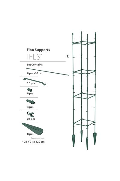 zola Suport pentru plante si flori, 4 niveluri, plastic, 21 x 21 x 120 cm, verde