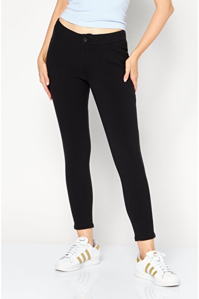 Lacoste Women Slim Fit Plain Skinny Pants, Black