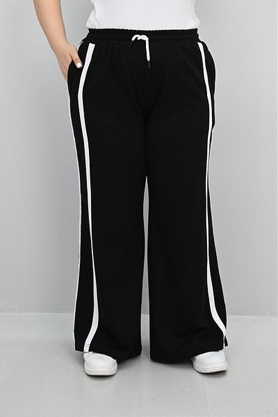 Koza Butik Pantaloni de sport largi, cu dungi laterale, pentru femei, mărime mare, 6339-25