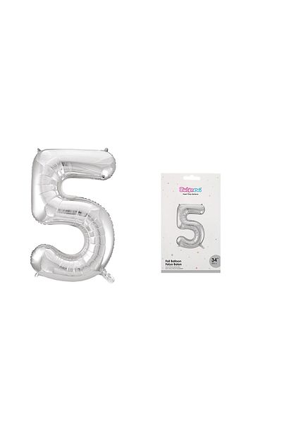 TATLI GÜNLER 34" Foil Balloon Number 5 Silver