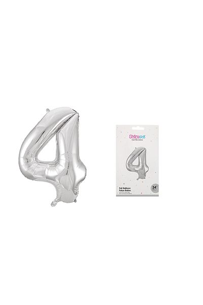 TATLI GÜNLER 34" Foil Balloon Number 4 Silver