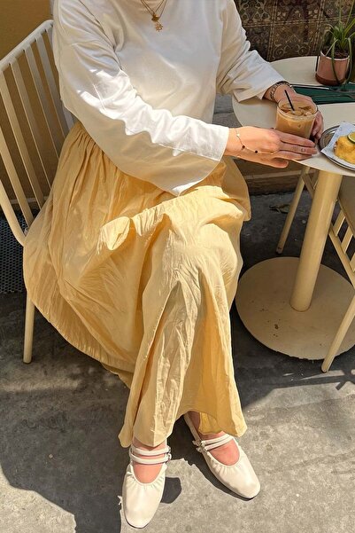 Ceylan Otantik Butter Yellow Cropped Balloon Skirt