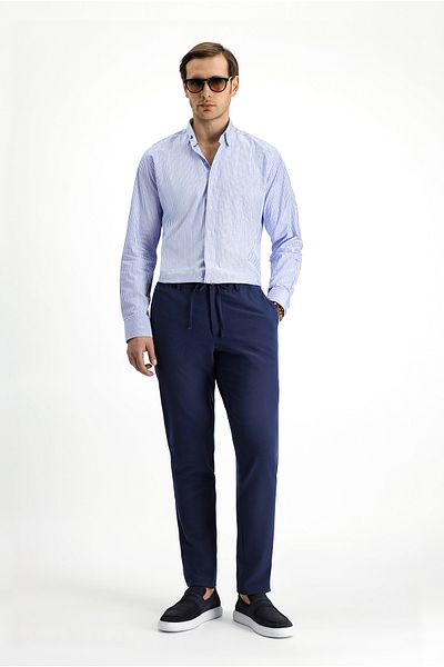 Kiğılı Long Sleeve Classic Striped Cotton Shirt