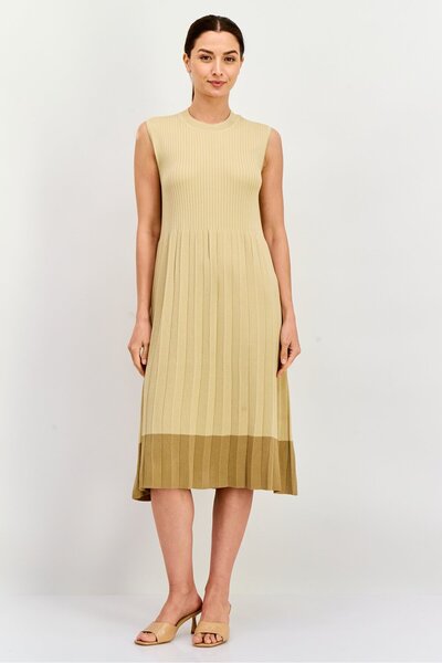 Esprit Women Ribbed Midi Dress, Beige