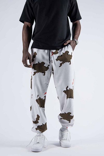 SUPERBLUE Ανδρικό φαρδύ λευκό παντελόνι Jogger με στάμπα