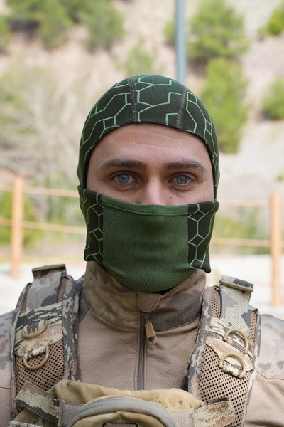 İZMİR ASKERİ MALZEME Koyu Yesil Haki Renkli Ruzgar Gecirmez Termal Balaklava Kar Maskesi