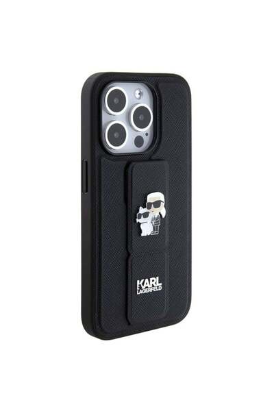 Karl Lagerfeld Θήκη για iPhone 14 Pro, Karl Lagerfeld, Στήριγμα Λαβής Saffiano, Μαύρη