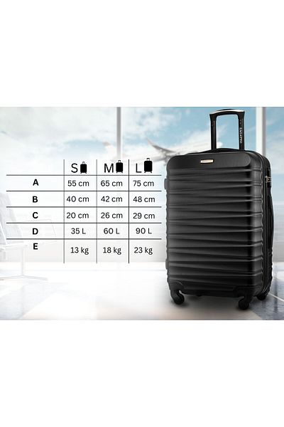 zagatto Cărucior ® Zg501 M, 60l, 65x42x26 cm, negru, 4 roți la 360°, mâner telescopic