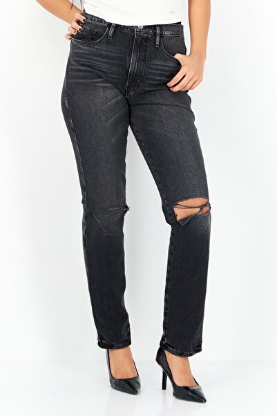Frame Women Straight Fit Washed Stretchable Denim, Black