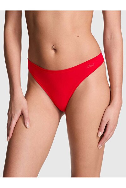 PINK Pamuklu Derin Bacak Kesim Tanga