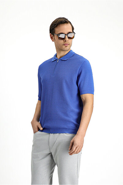 Kiğılı Tricou cu gât polo cu fermoar, cu model din bumbac, slim fit