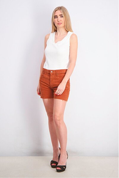 GAP Women Raw Hem Corduroy Shorts, Rust