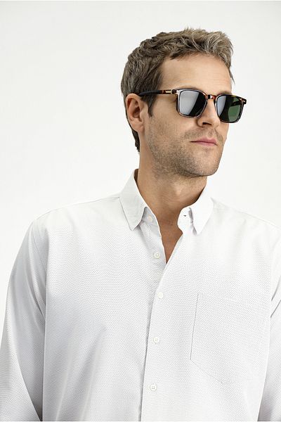 Kiğılı Long Sleeve Classic Print Cotton Easy-Iron Shirt