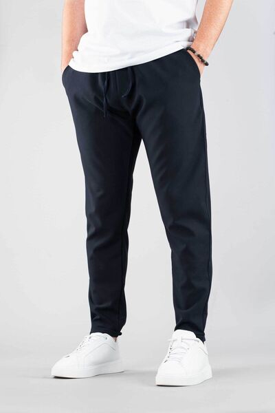 bombe Men's Jogger Pants Elastic Waist Drawstring Cotton Comfortable Boyfriend Pants Navy Blue