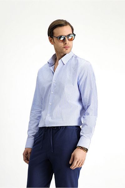 Kiğılı Long Sleeve Classic Striped Cotton Shirt