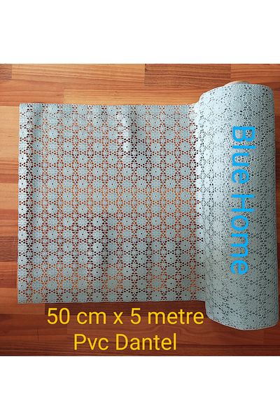 Blue Home Lace Pvc Refrigerator Shoe Rack Shelf Cabinet Drawer Cover / Width: 50 cm X 5 Mt Color A.Gray Gül5