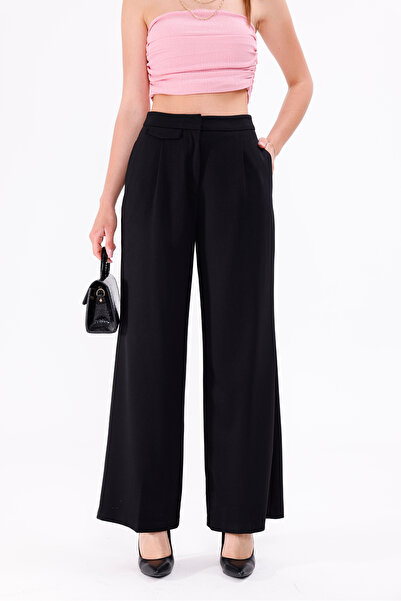 LA PANTE Дамски панталони Палацо панталони Широки крачоли Редовна талия Тъкан...