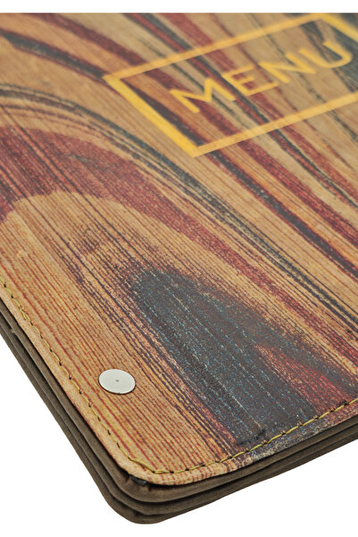 ankara menü Wooden Patterned A4 Menu (Wave)