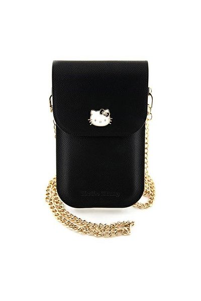 Hello Kitty Bag, Eco-Leather, Metal Logo Chain, Black