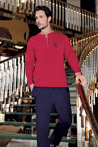 İmaj İmaj 8400 Claret Red Color 4-Piece Men's Pajama Set