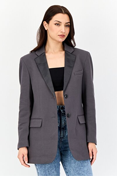 Esprit بليزر رسمي سادة بقصّة عادية للنساء، رمادي