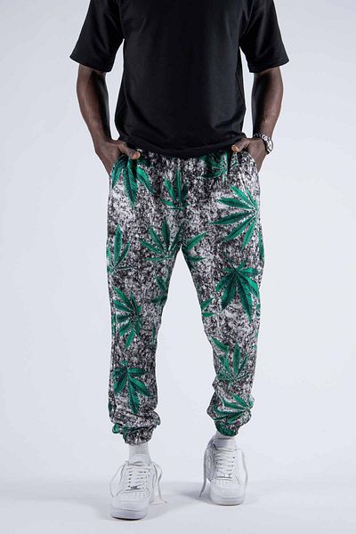 SUPERBLUE Ανδρικό παντελόνι Jogger με φλοράλ εμπριμέ πράσινο σχέδιο